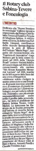 Articolo Messaggero Rieti